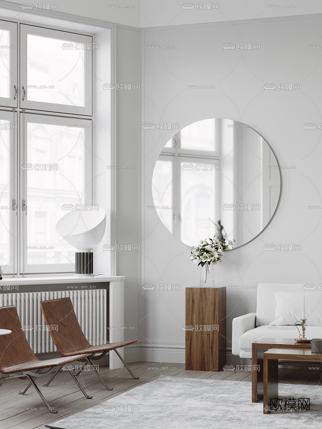 简欧客厅餐厅3d模型下载（渲染图2）