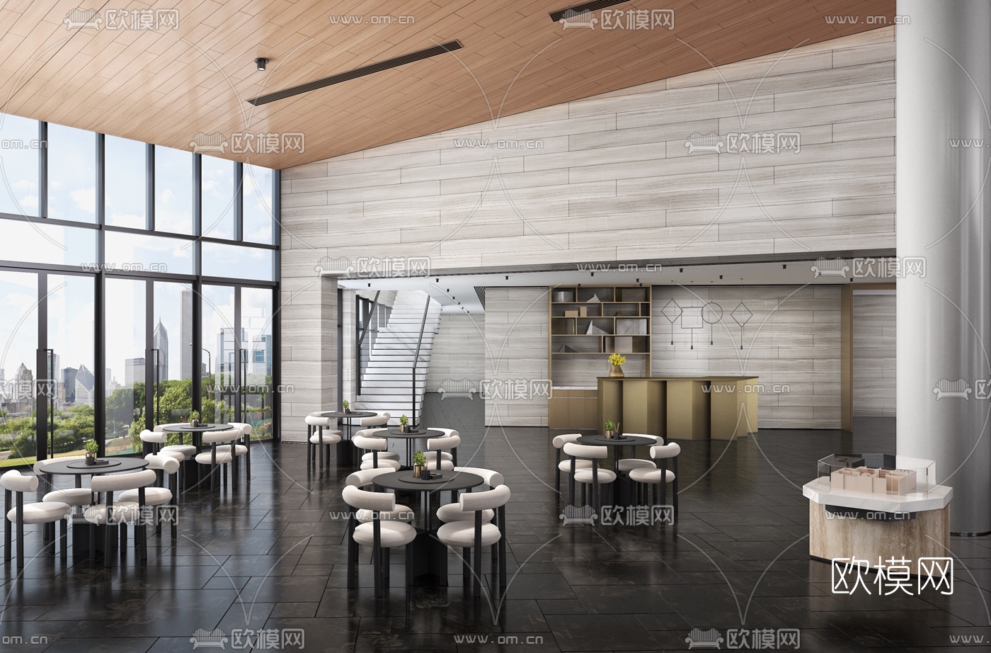 现代售楼处洽谈区3d模型-免费3dmax模型库-欧模网