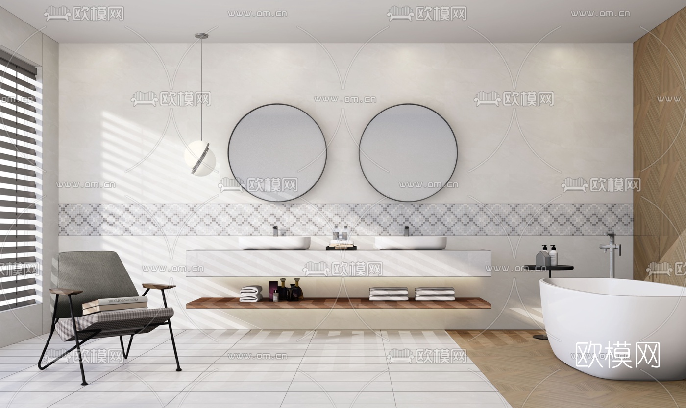 现代卫生间浴室su模型下载（渲染图2）