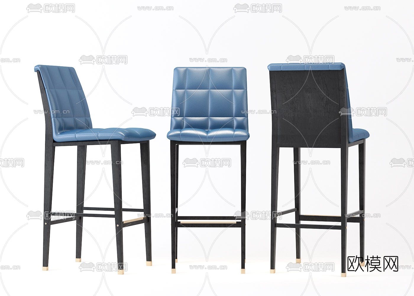 现代皮革吧椅3d模型