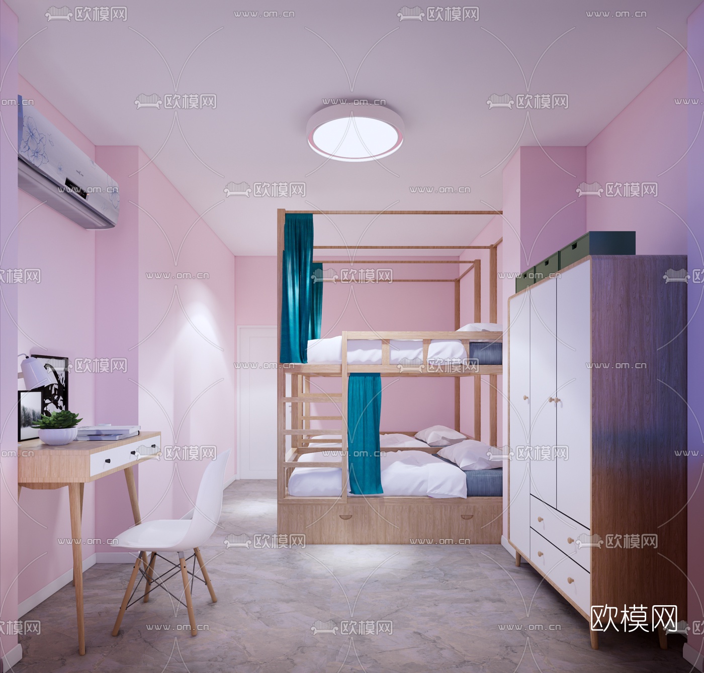 现代学校女生宿舍su模型下载（渲染图4）