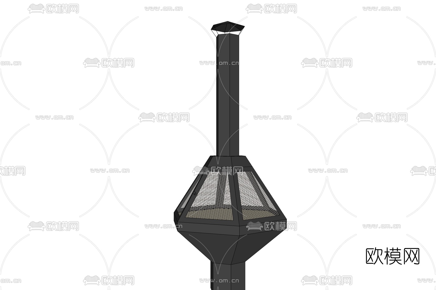 现代立体式壁炉免费su模型