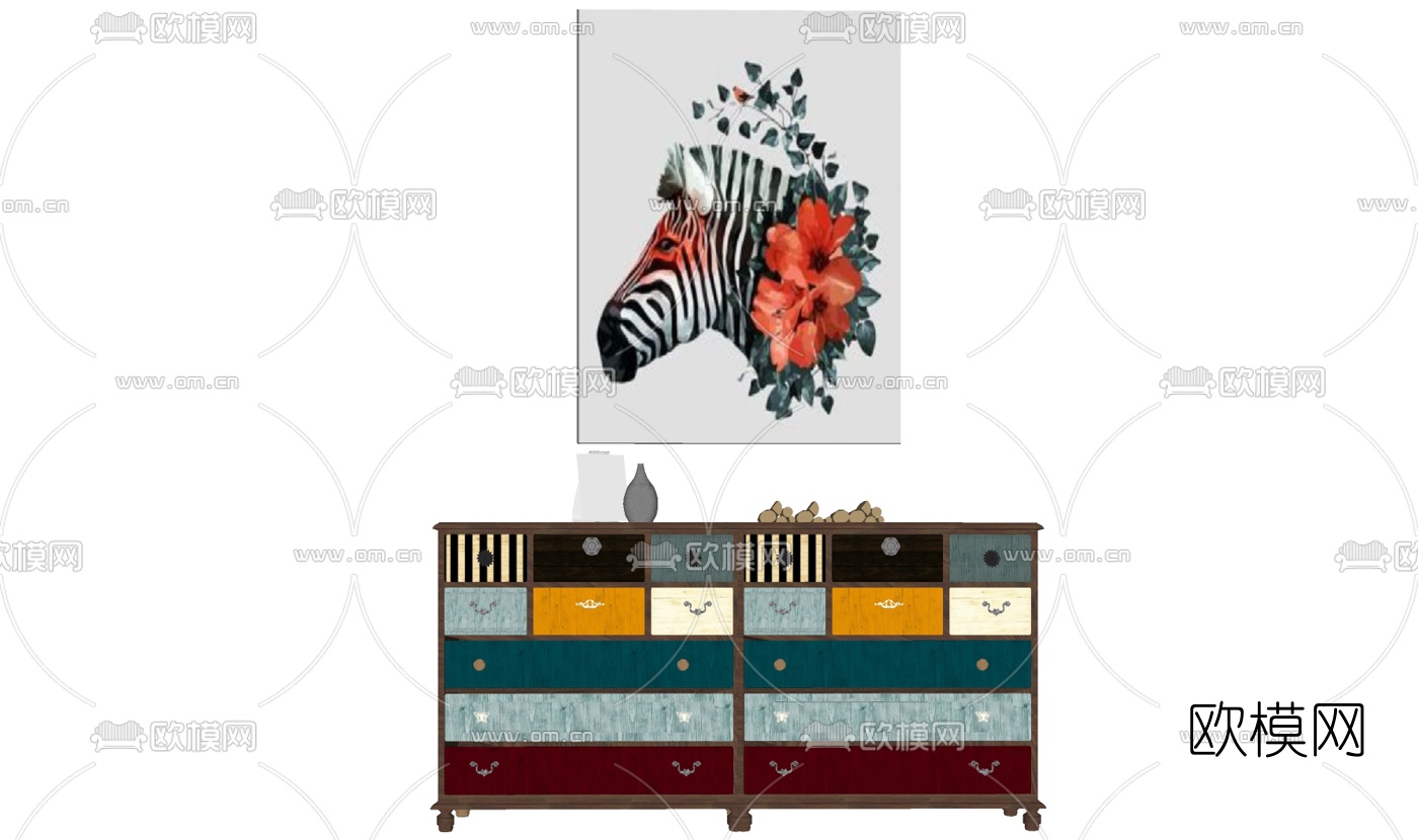 工业风玄关柜su模型下载