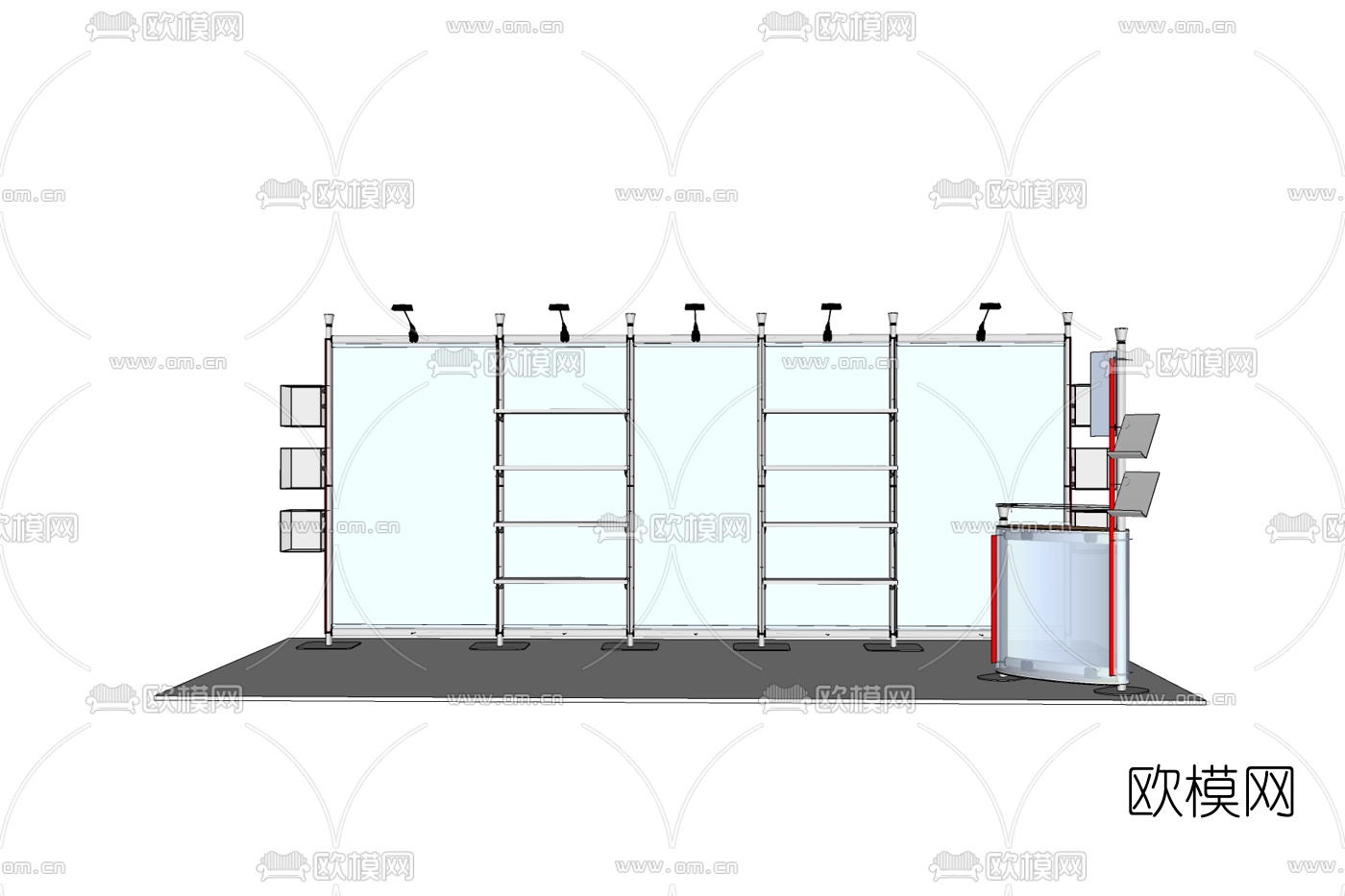 现代超市货架展架免费su模型下载