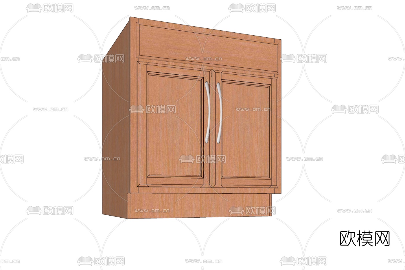 现代实木床头柜免费su模型下载