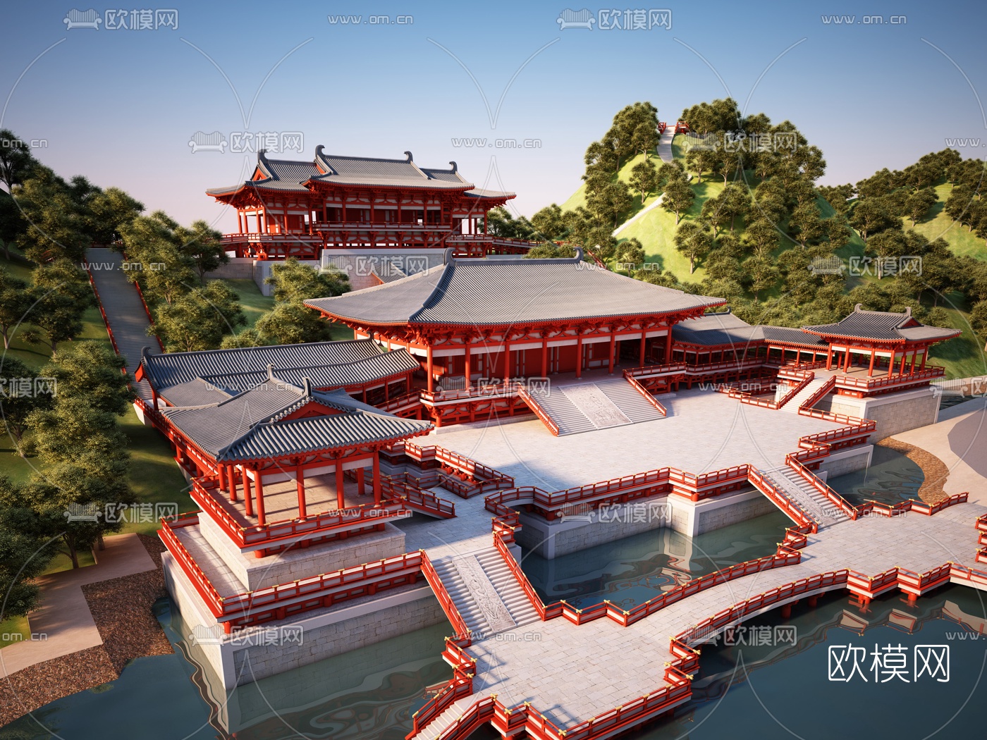 中式古建寺庙宫殿城楼3d模型