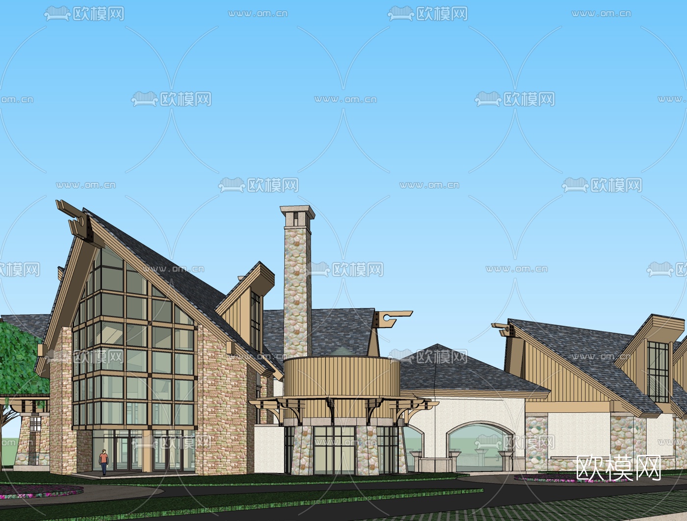 欧式田园风酒店su模型下载（渲染图2）