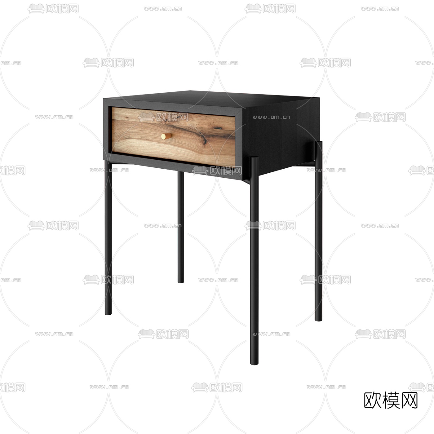 工业风铁艺床头柜3d模型下载（渲染图2）