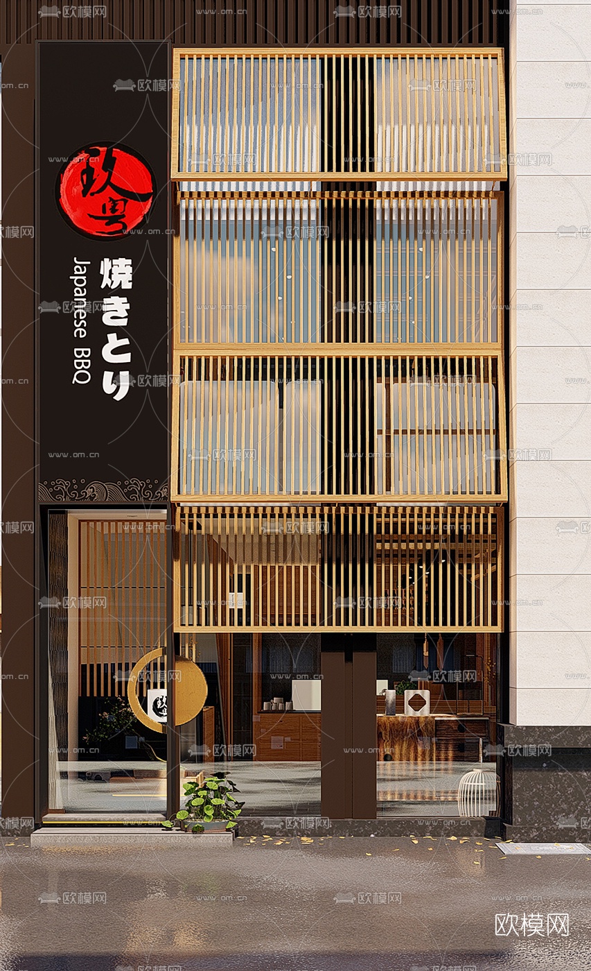 日式烤肉店烧烤店su模型