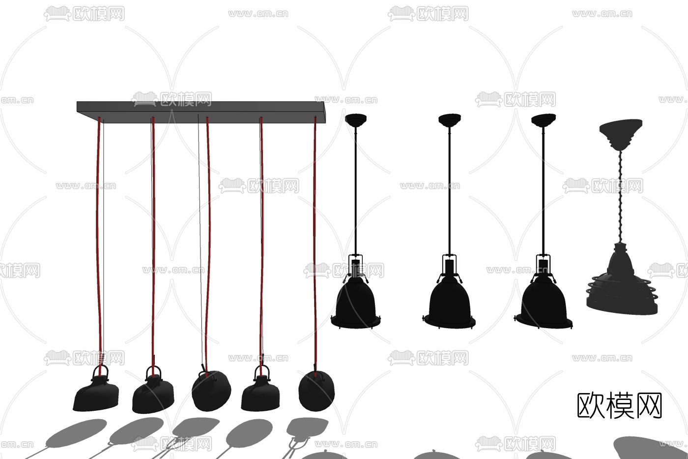 现代金属吊灯免费su模型下载