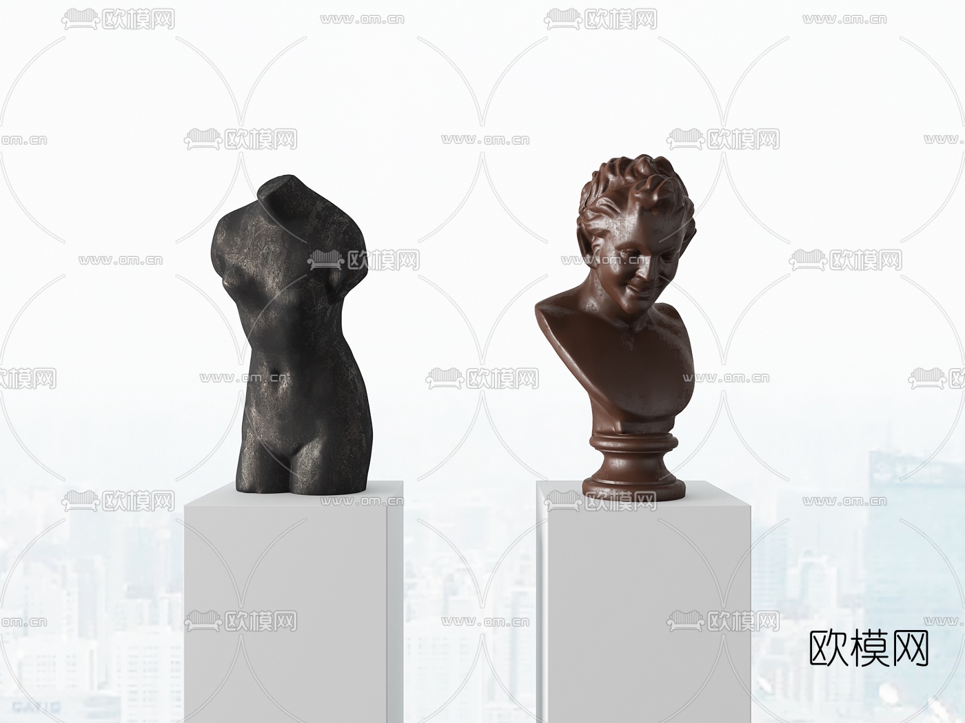 现代人物雕塑摆件3d模型