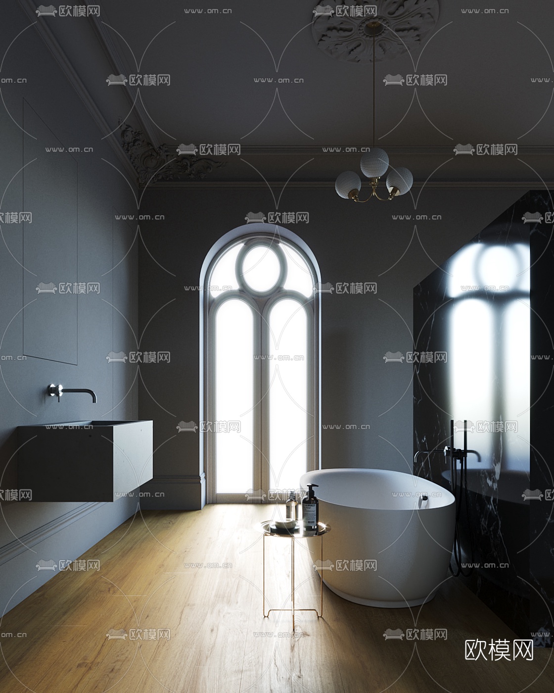 简欧卫生间浴室3d模型下载（渲染图1）