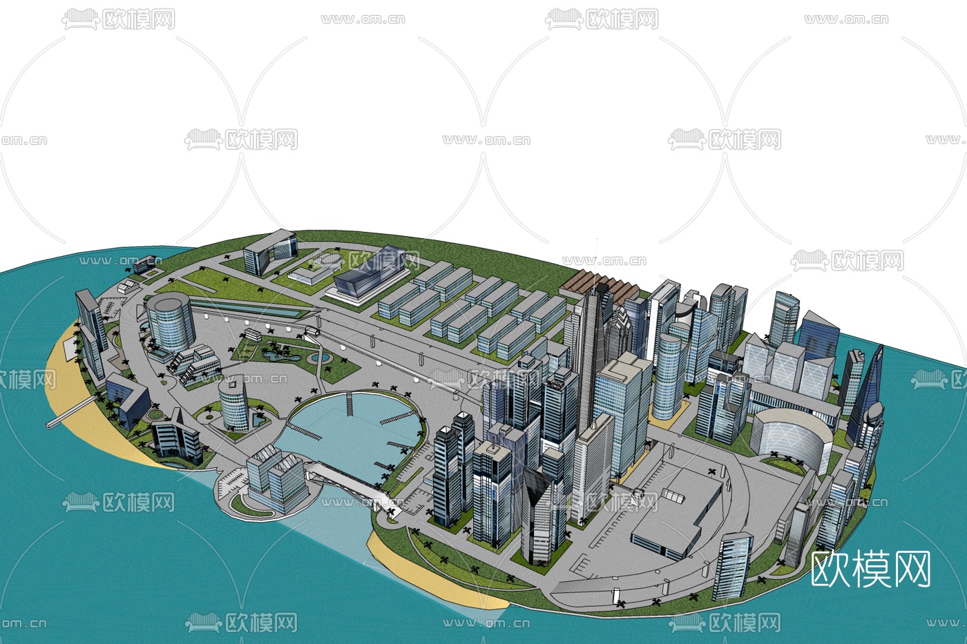 现代高层小区规划免费su模型下载
