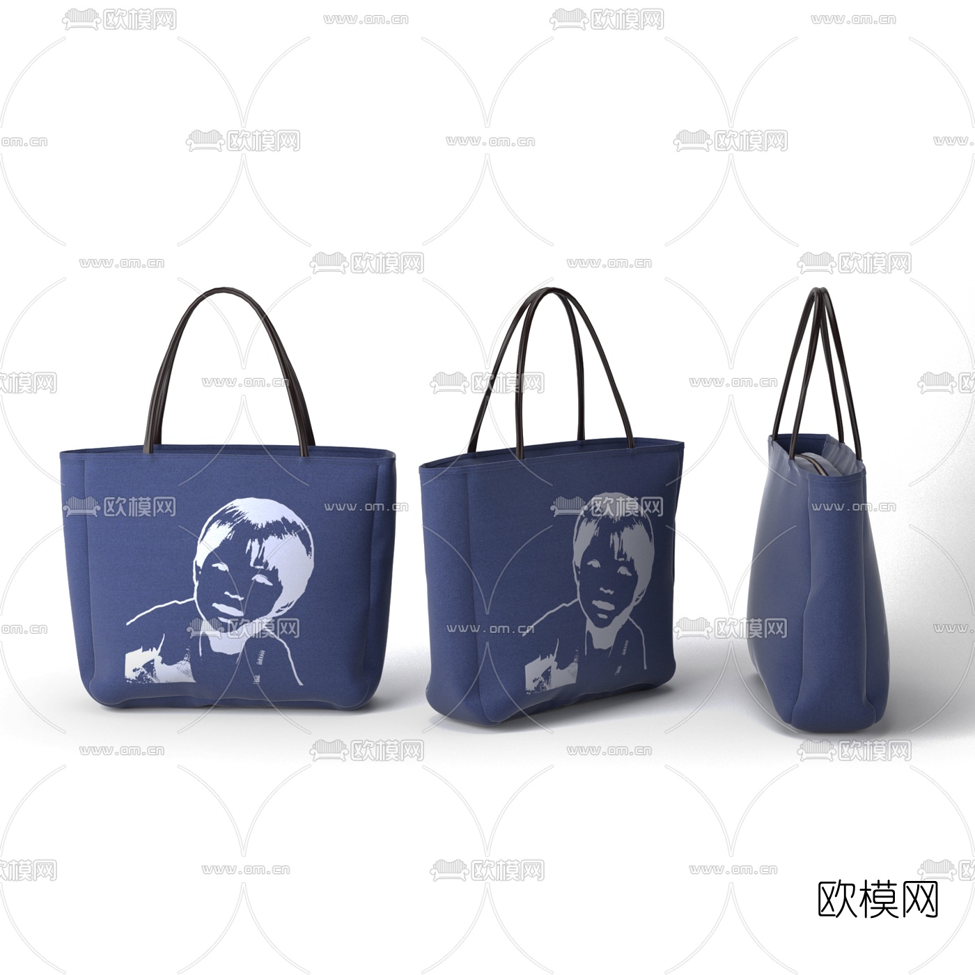 现代布艺单肩包手提包3d模型下载（渲染图1）