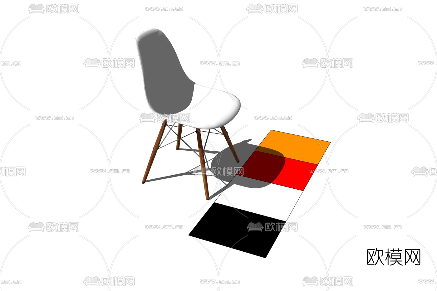 北欧实木单椅免费su模型下载