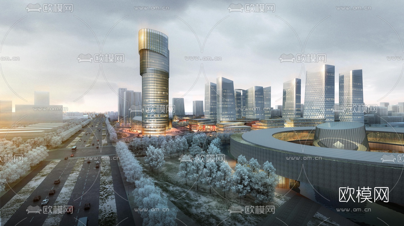 现代商业广场建筑外观3d模型