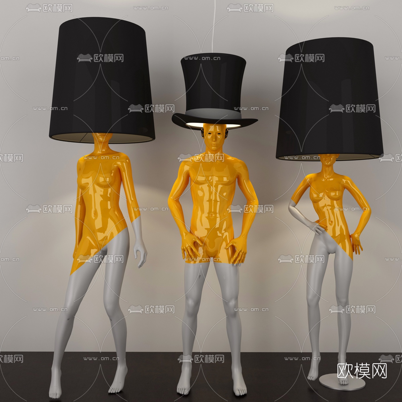 现代人物造型落地灯3d模型下载