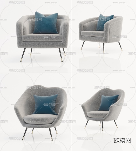 现代布艺休闲椅3d模型下载