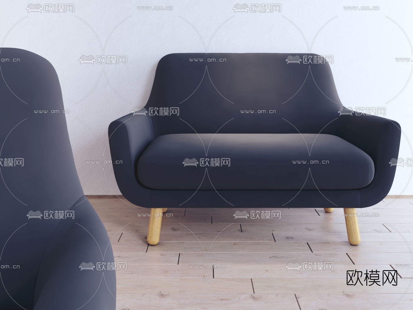 北欧布艺休闲沙发3d模型下载