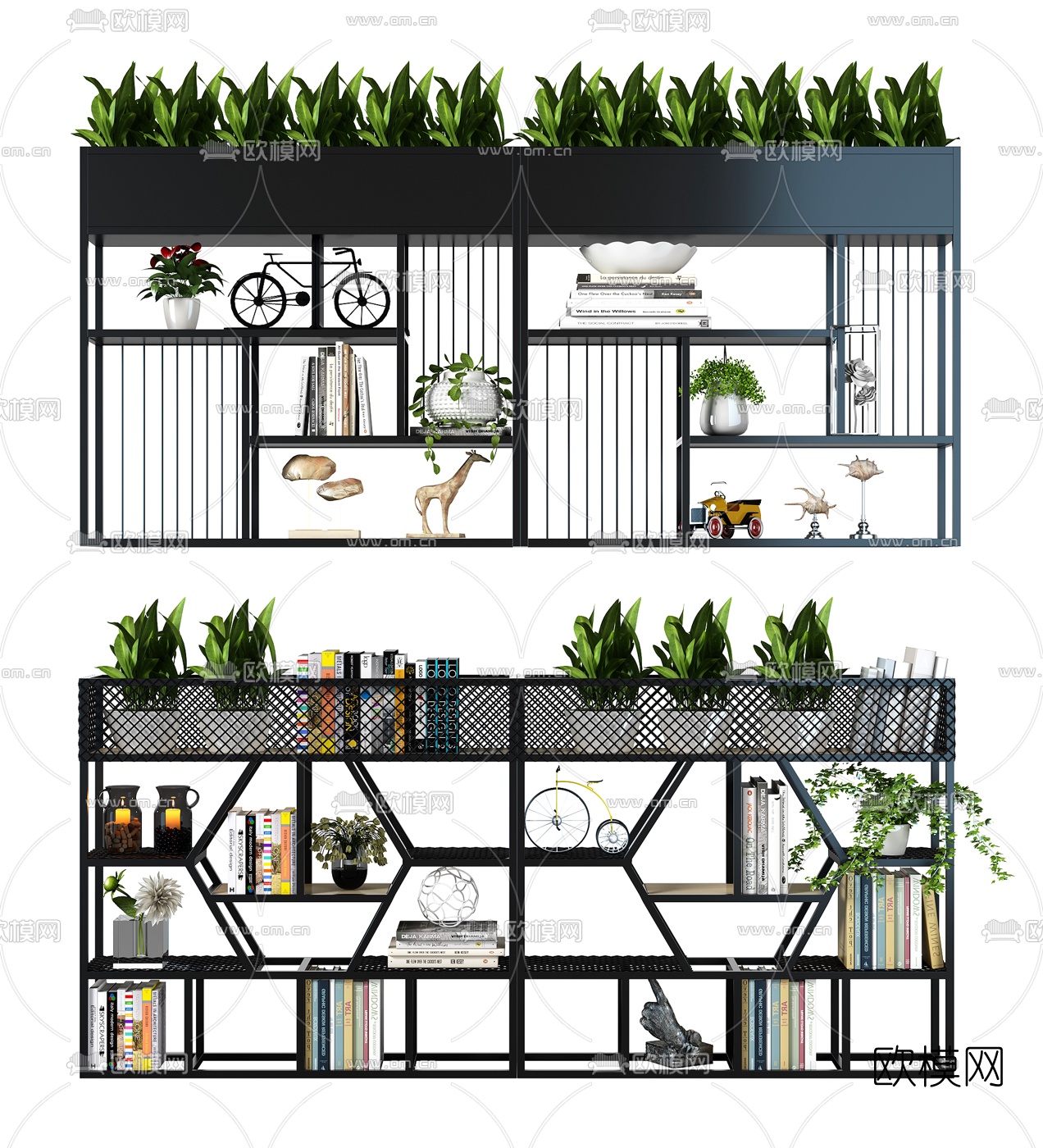 工业风铁艺装饰架3d模型下载