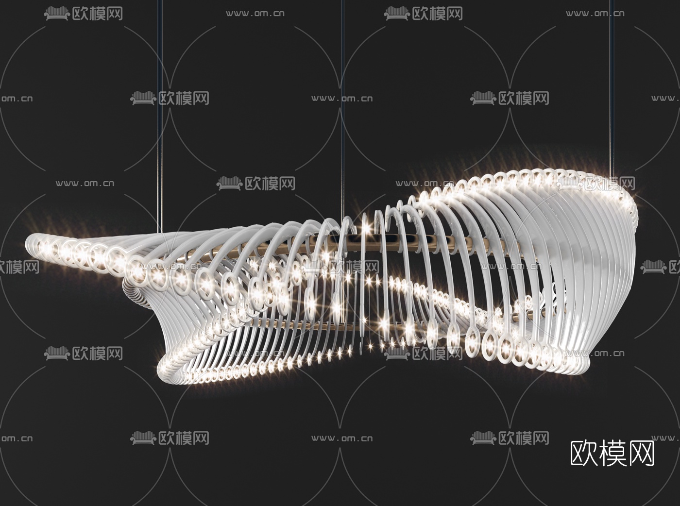现代螺旋水晶吊灯3d模型下载_ID10054680_3dmax免费模型-欧模网