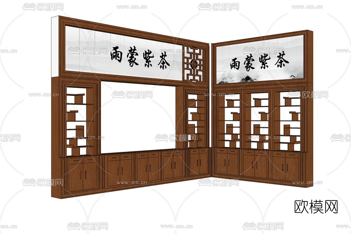 中式实木装饰柜免费su模型