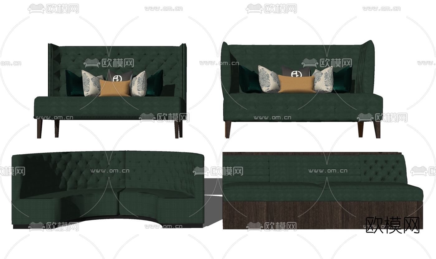 现代布艺高靠背休闲沙发su模型下载