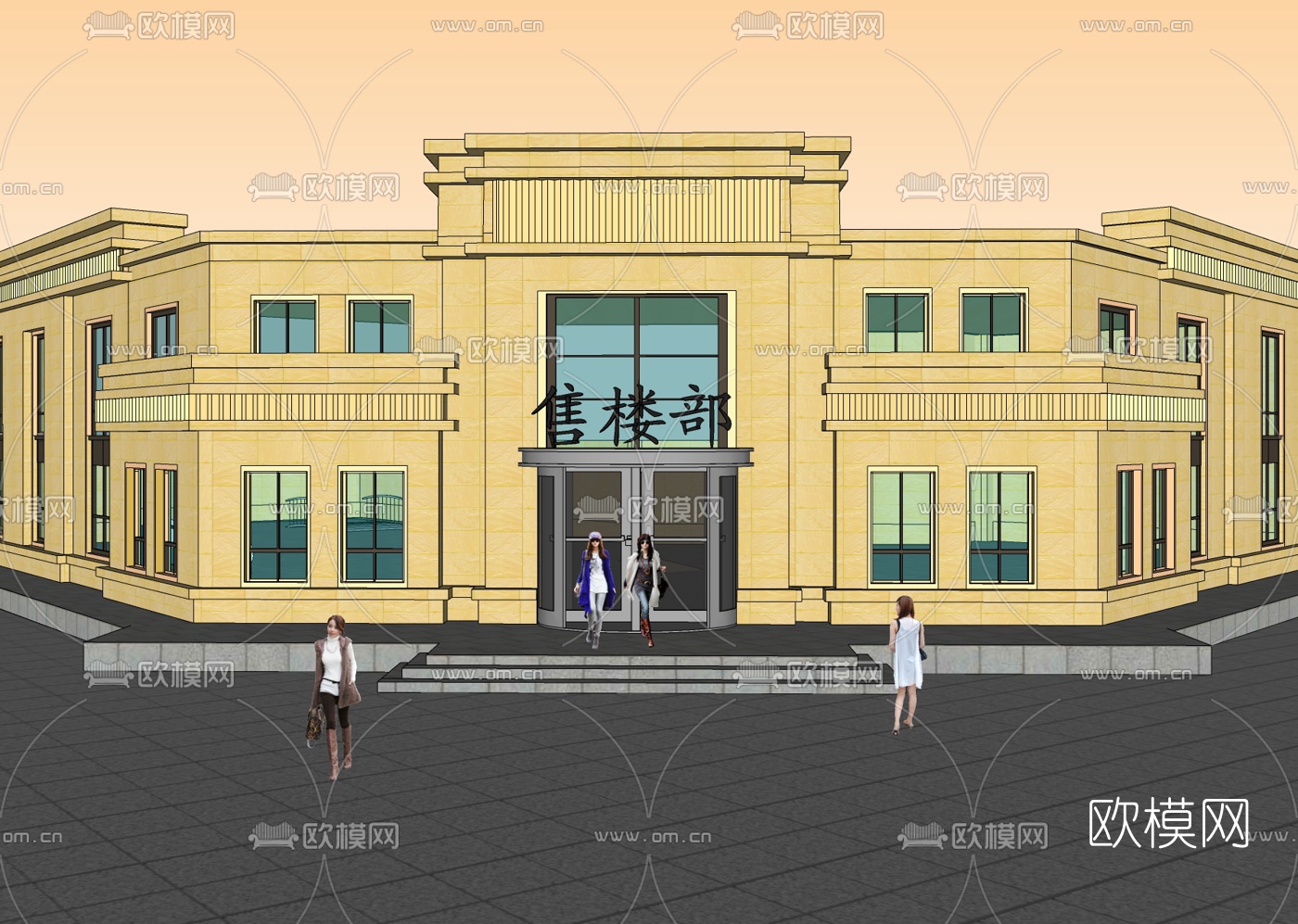 新古典售楼处免费su模型下载