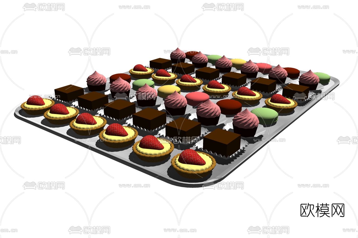 现代蛋糕组合免费su模型下载