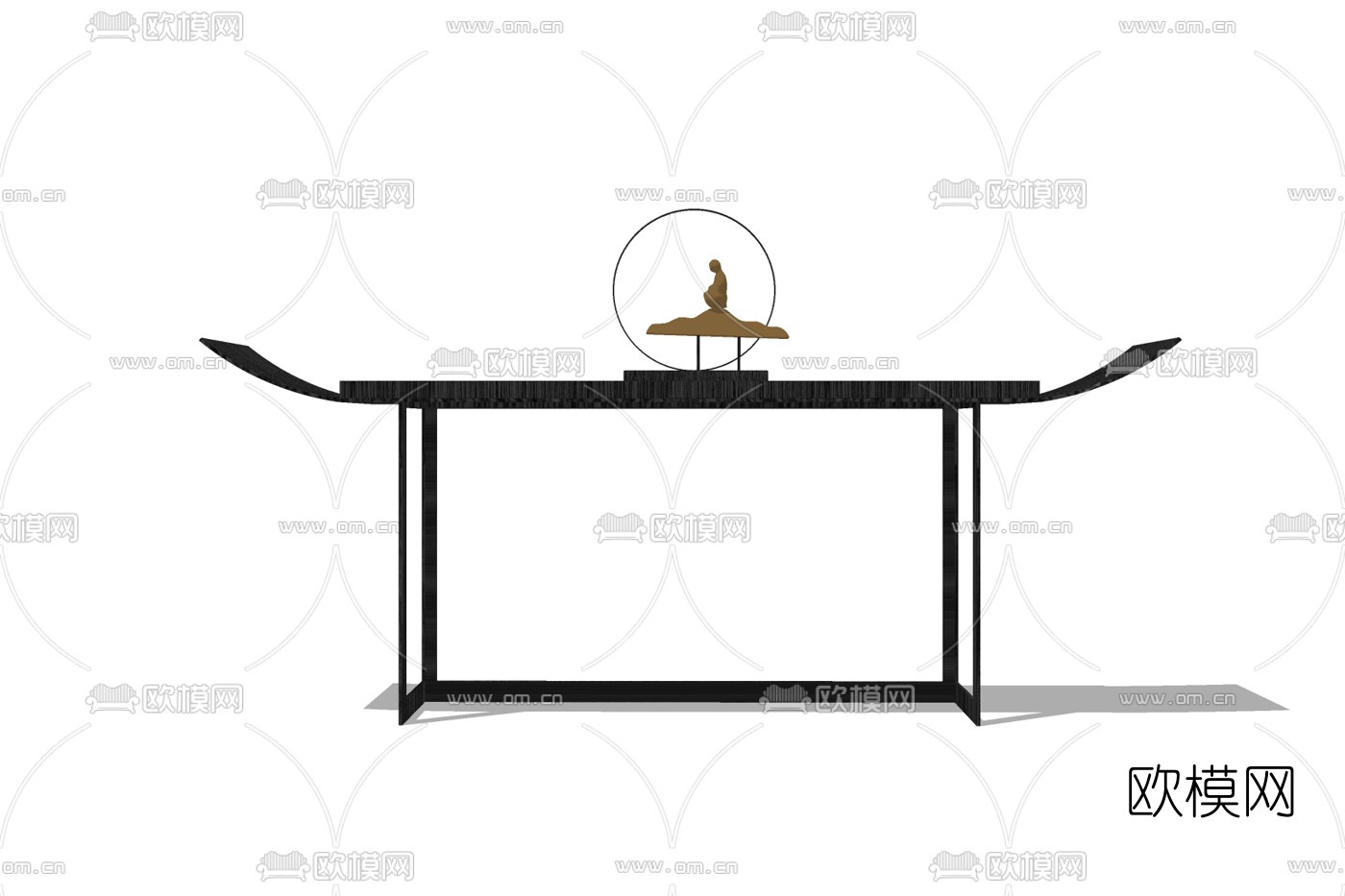 新中式实木端景台免费su模型下载