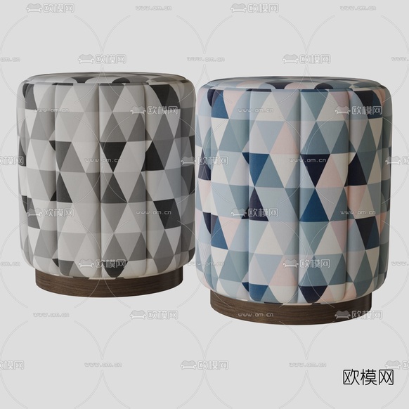 现代布艺沙发凳免费3d模型下载(渲染图2)