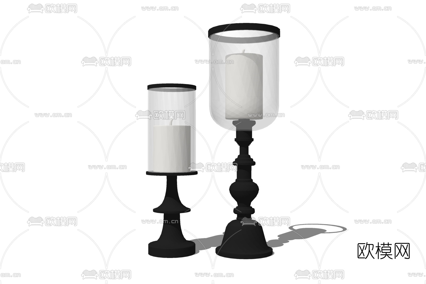 欧式玻璃烛台灯免费su模型下载