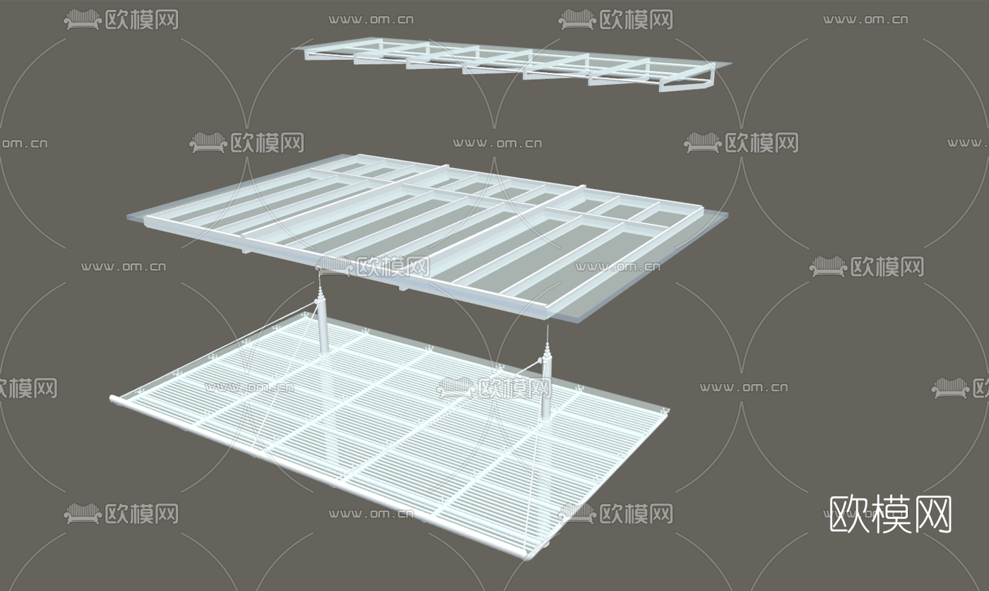 现代玻璃雨棚su模型