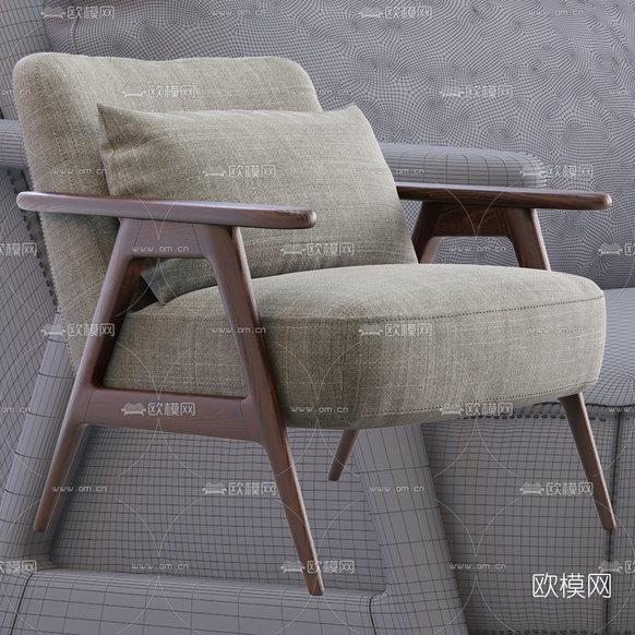 现代布艺休闲椅3d模型下载(渲染图5)