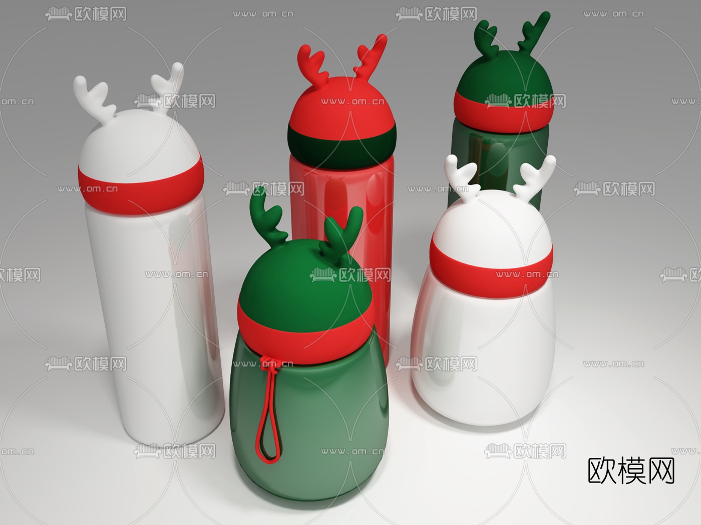 现代麋鹿不锈钢保温杯3d模型下载（渲染图2）