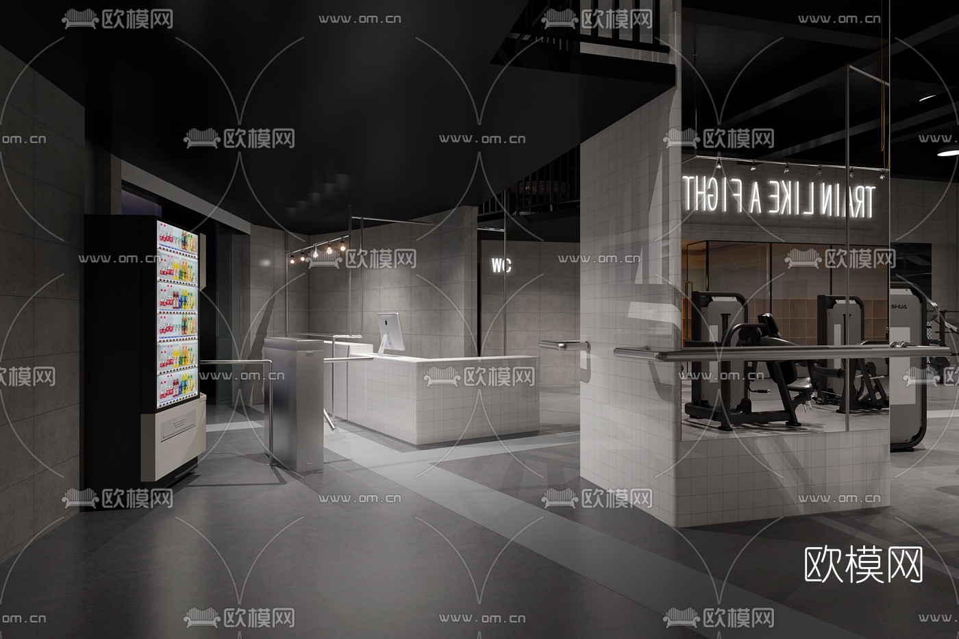 工业风健身房3d模型