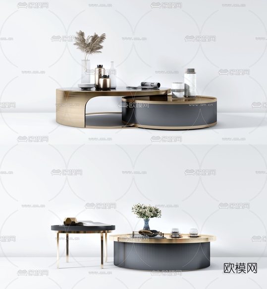 现代轻奢茶几3d模型下载