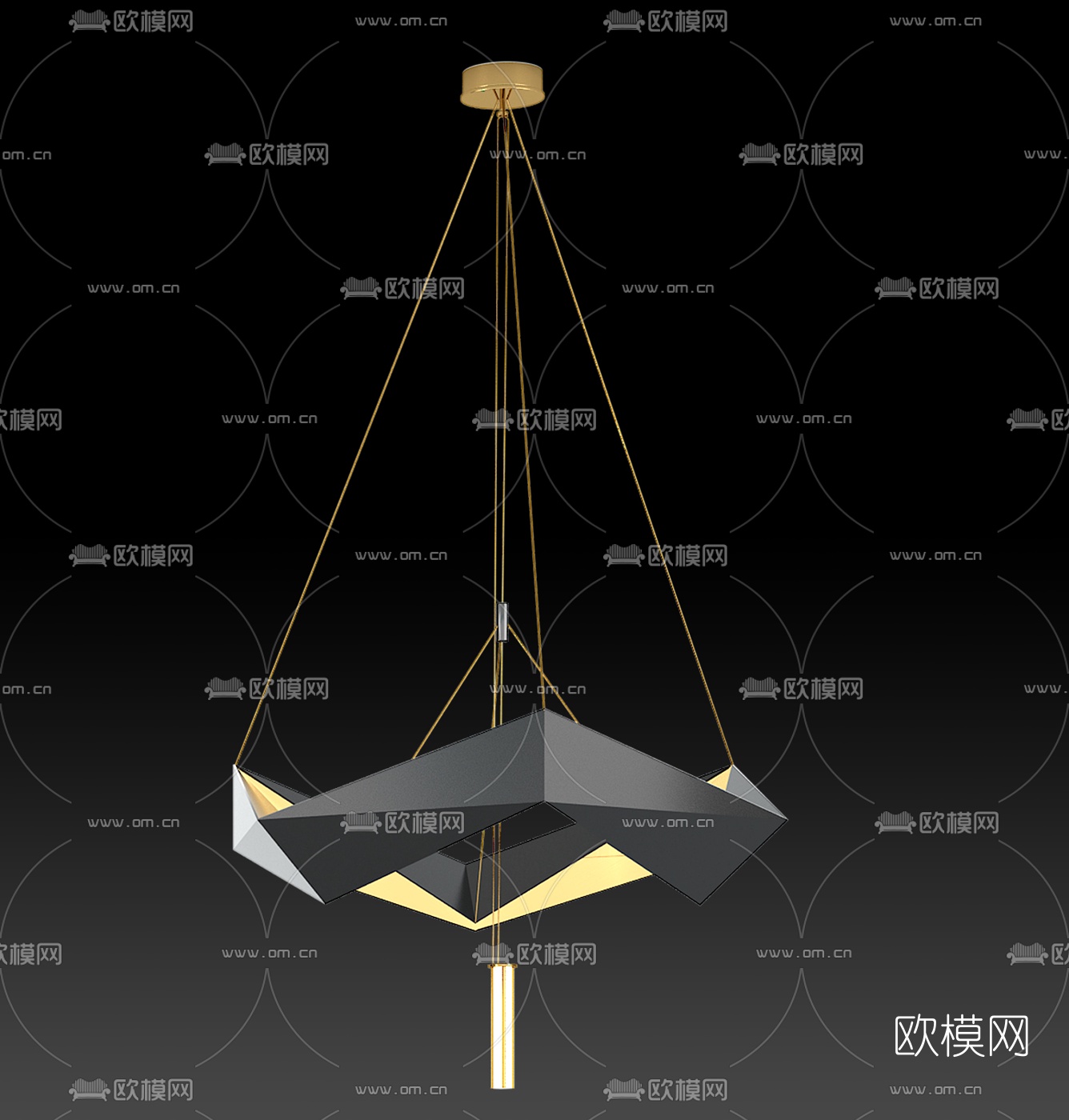 现代金属多头吊灯3d模型