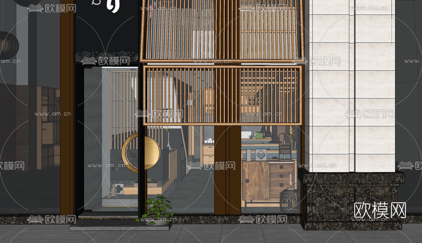 日式烤肉店烧烤店su模型
