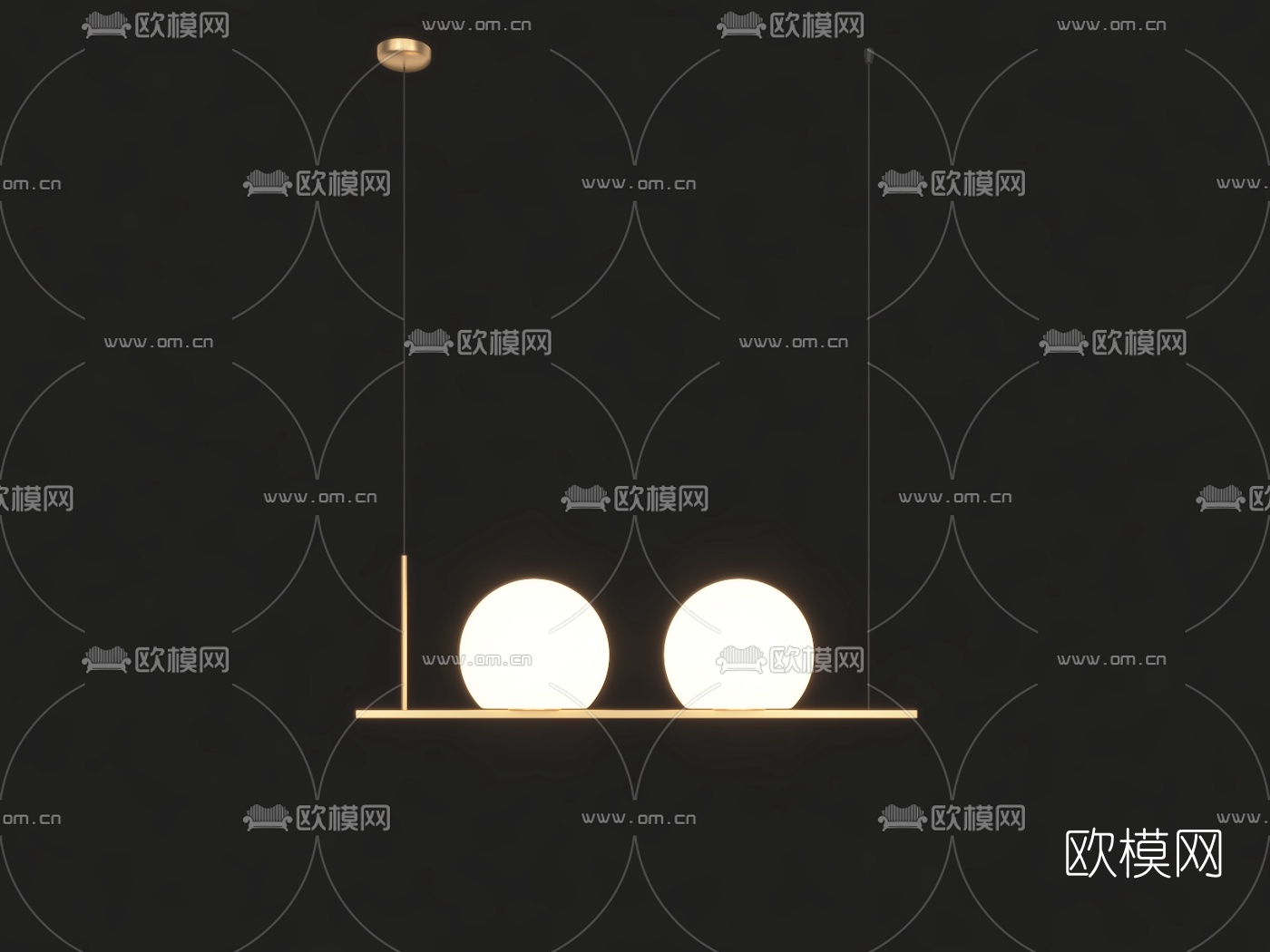 现代金属简易吊灯3d模型