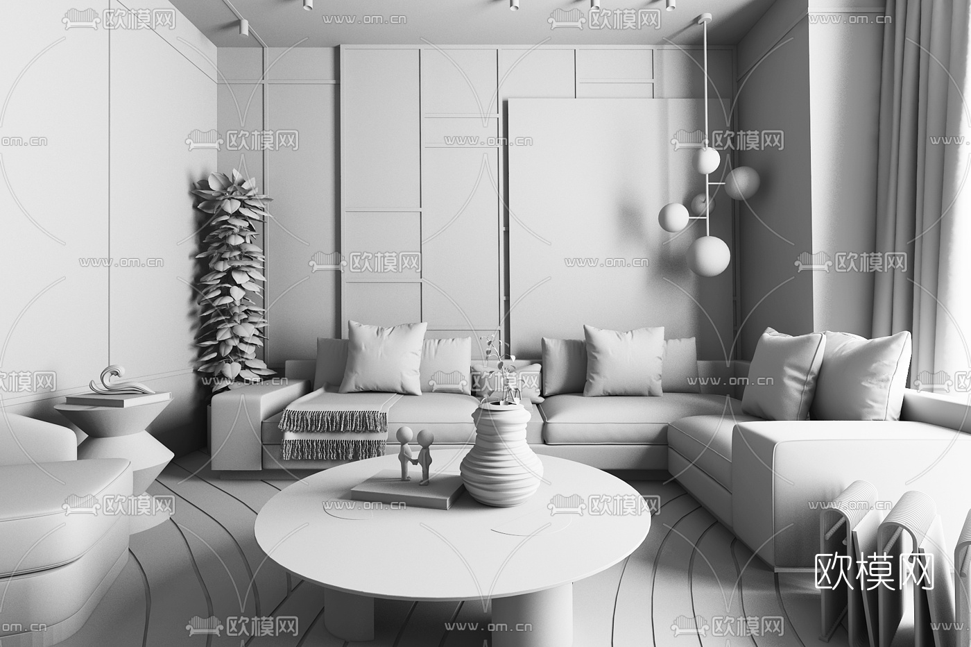 SWS Group设计 现代布艺转角沙发3d模型