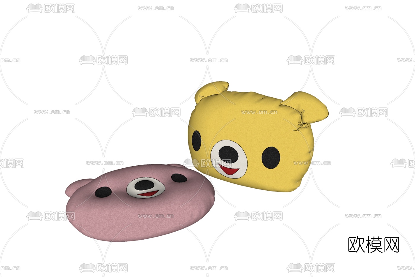 现代布艺儿童小熊抱枕免费su模型下载