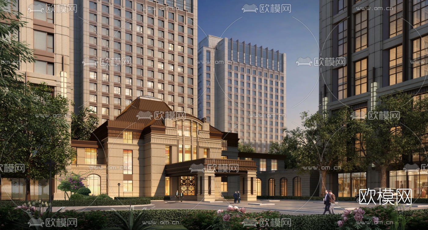 新古典住宅小区外观3d模型下载