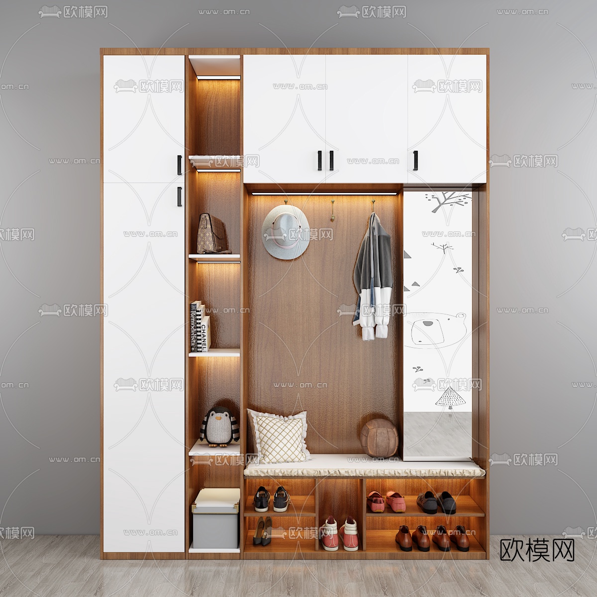 北欧多功能鞋柜3d模型