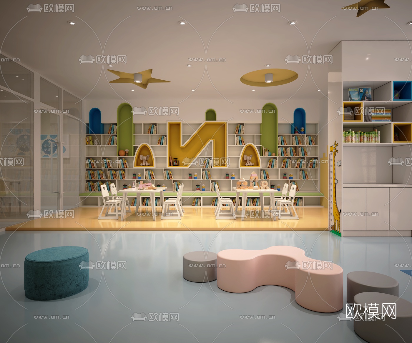 现代幼儿园大厅3d模型