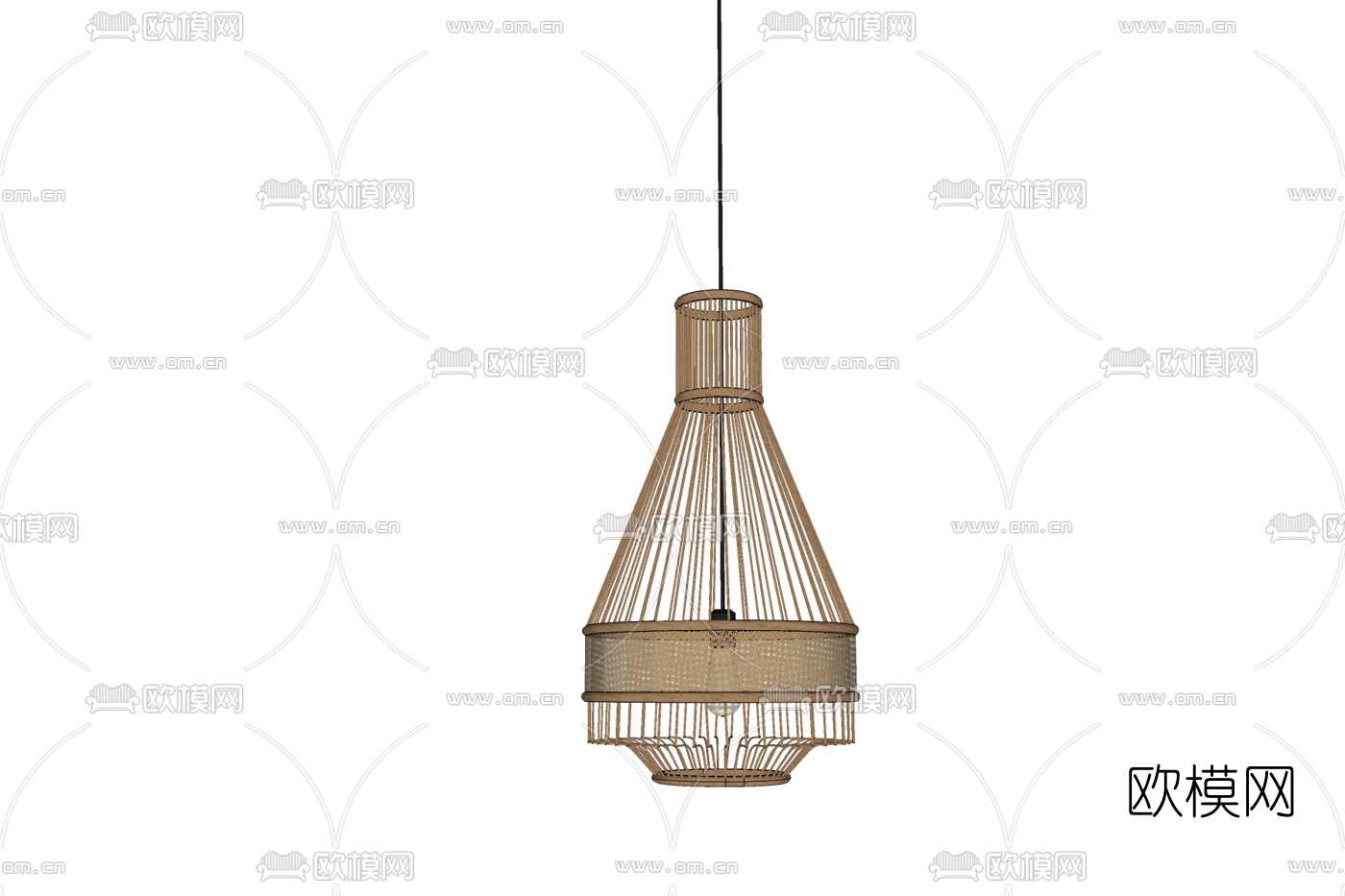 现代实木吊灯免费su模型下载