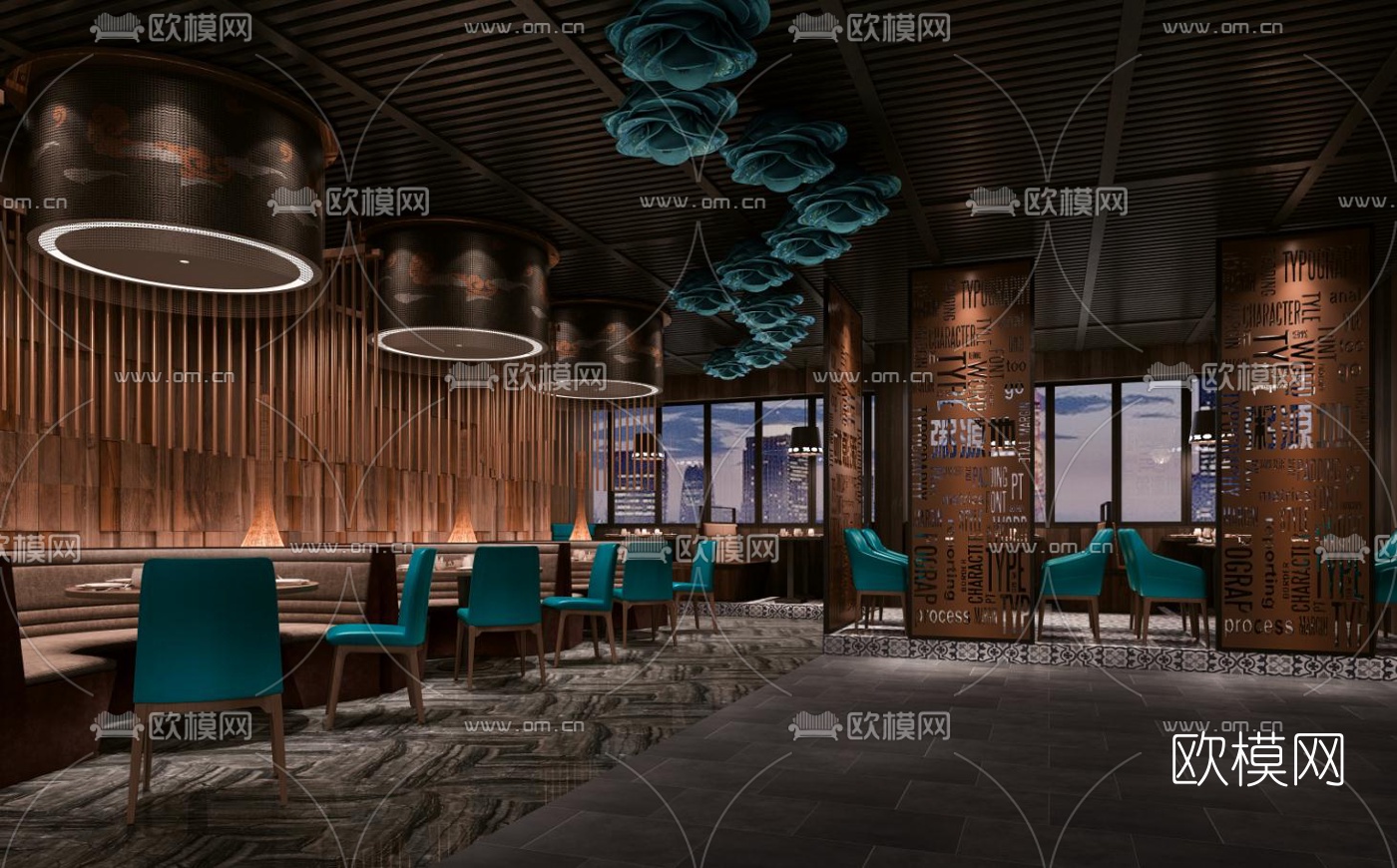 后现代轻奢西餐厅3d模型下载