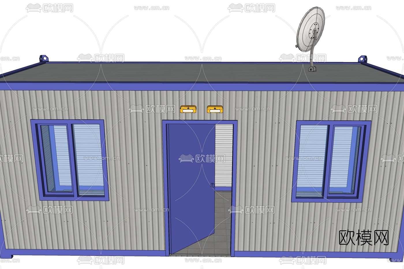 现代集装箱宿舍外观免费su模型下载