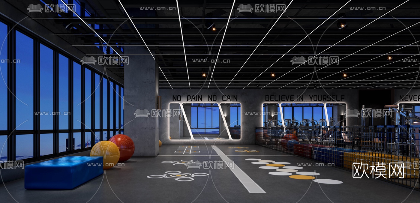 工业风健身房3d模型