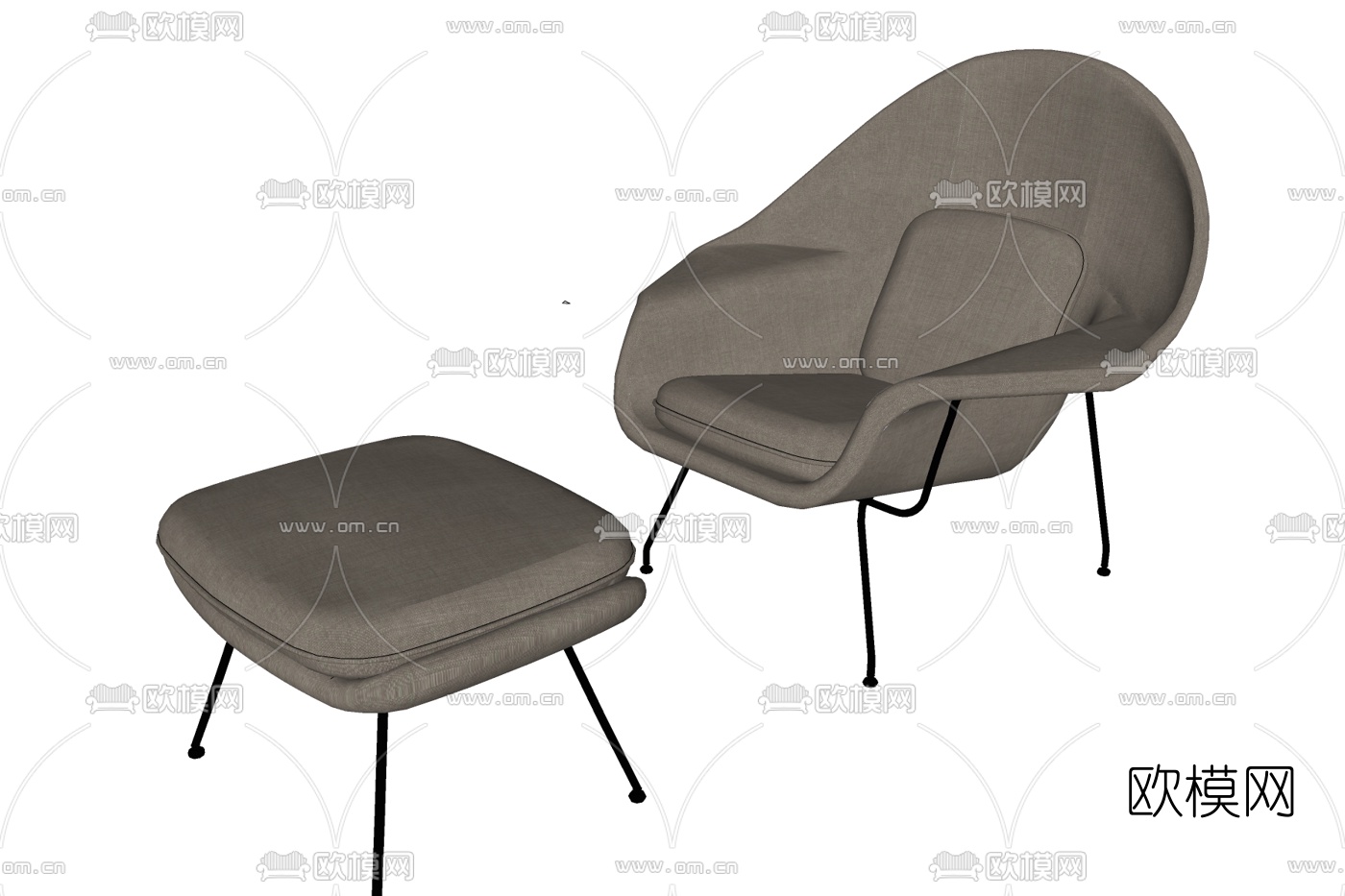 现代布艺休闲椅su模型下载